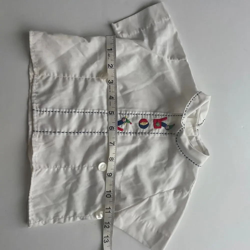 Vintage White Peter Pan Collar Top, Toy Embroidery